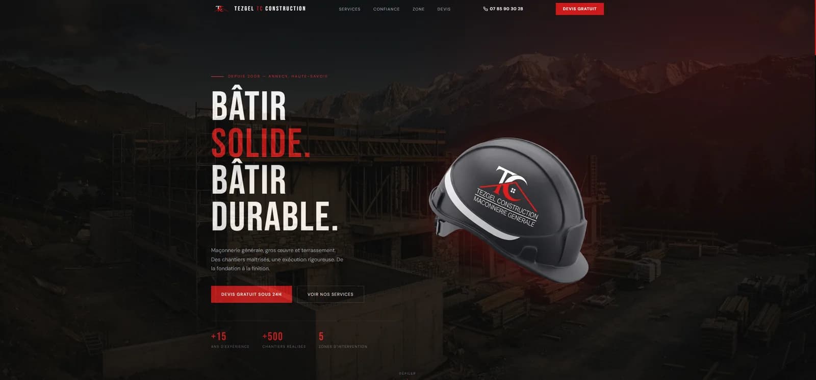 Site web de Tezgel TC Construction — Maçonnerie générale, Annecy